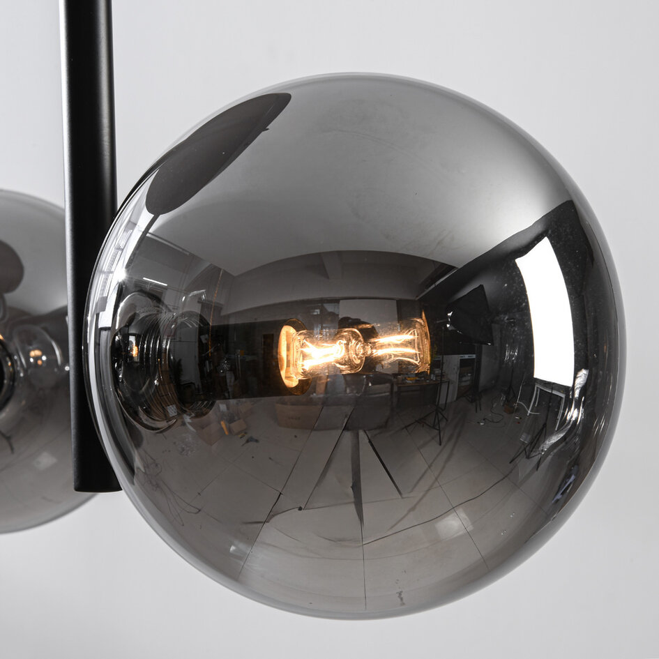 Plafonnier à 3 lumières Elora noir avec verre fumé