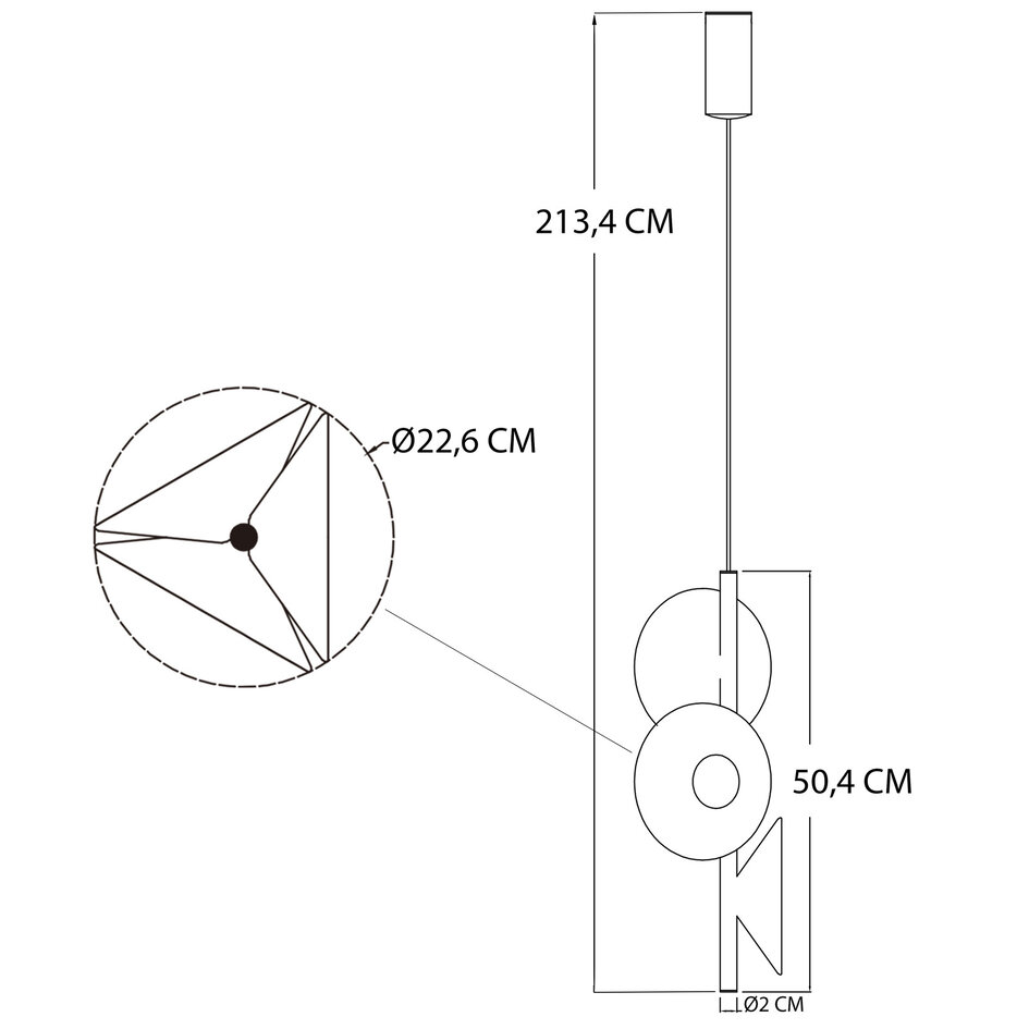 Suspension moderne à 3 lumières Jinte - noire et orange
