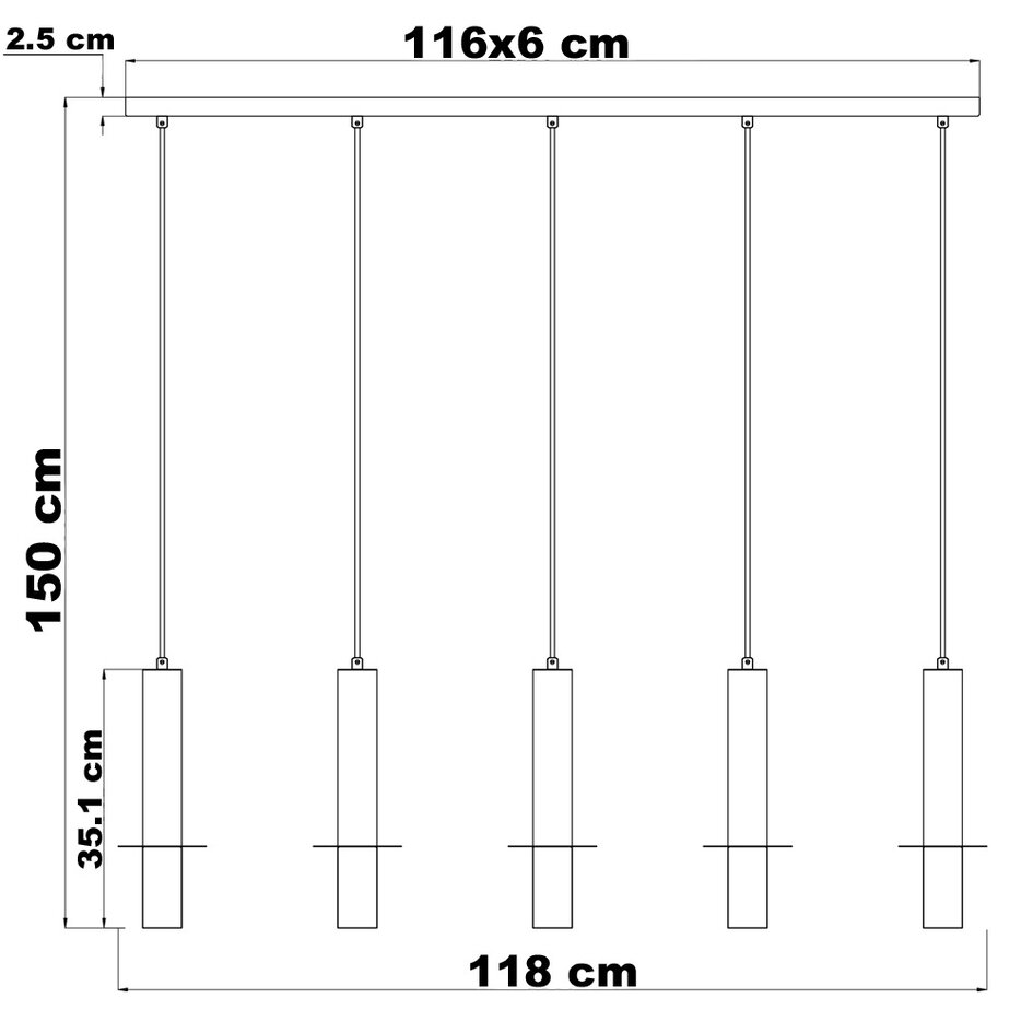Suspension 5 lumières - Tony