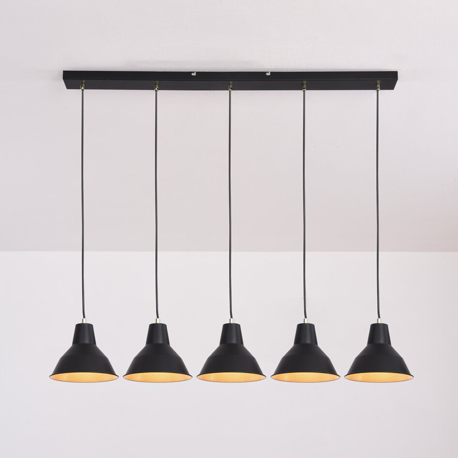 Suspension industrielle moderne 5 branches noire - Odin