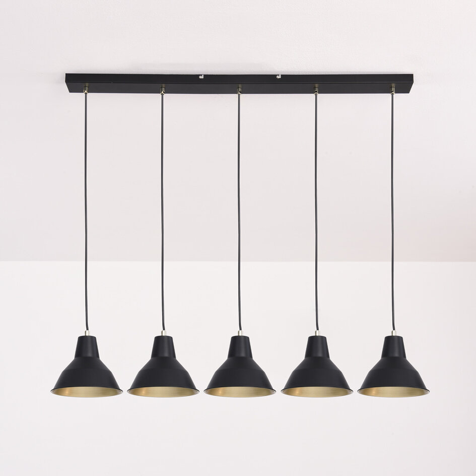 Suspension industrielle moderne 5 branches noire - Odin