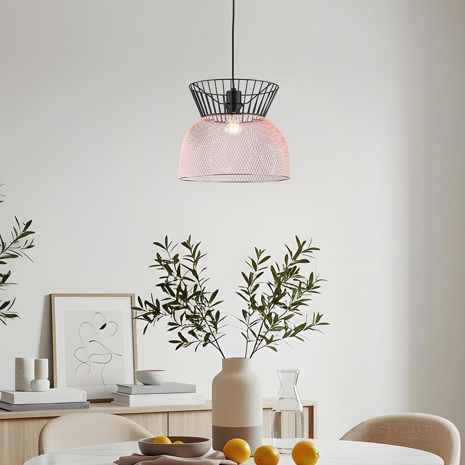 Lampe suspendue moderne noire avec cuivre - Netti