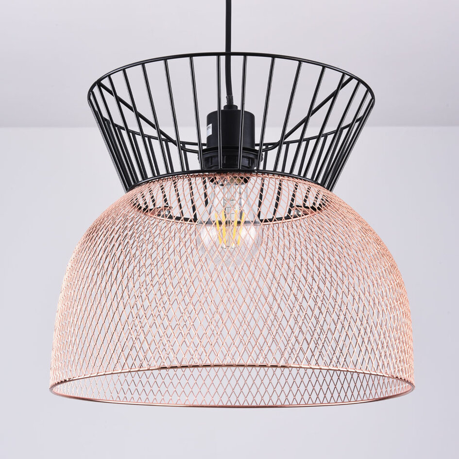 Lampe suspendue moderne noire avec cuivre - Netti