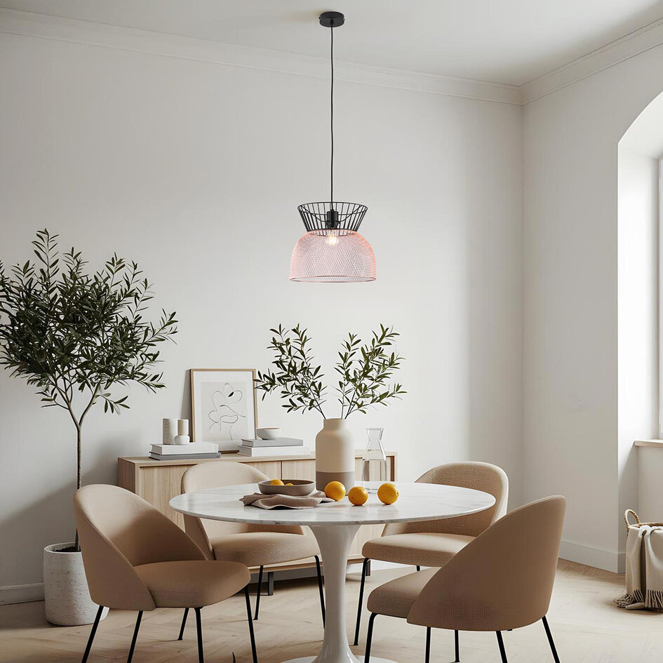 Moderne hanglamp zwart met koper - Netti