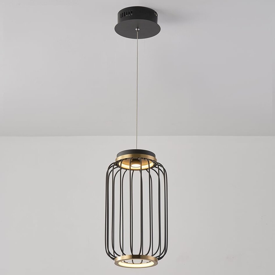 Hanglamp Puri met geïntegreerde LED - zwart en goud