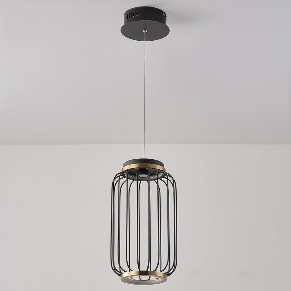 Hanglamp Puri met geïntegreerde LED - zwart en goud