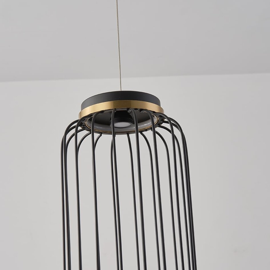 Suspension Puri avec LED intégrée - noir et doré