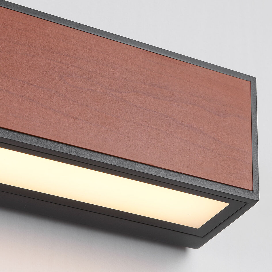 Applique solaire d'extérieur en bois foncé - Rossi