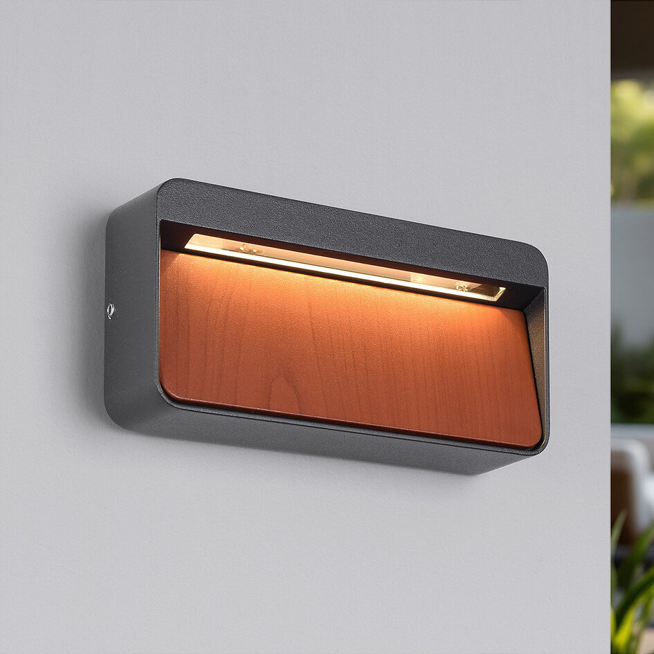 Buiten wandlamp Primo - hout en antraciet