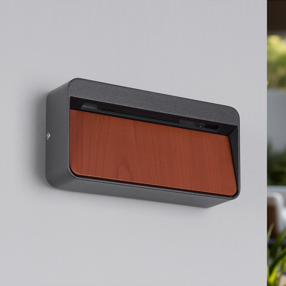 Buiten wandlamp Primo - hout en antraciet