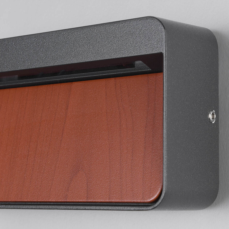 Buiten wandlamp Primo - hout en antraciet