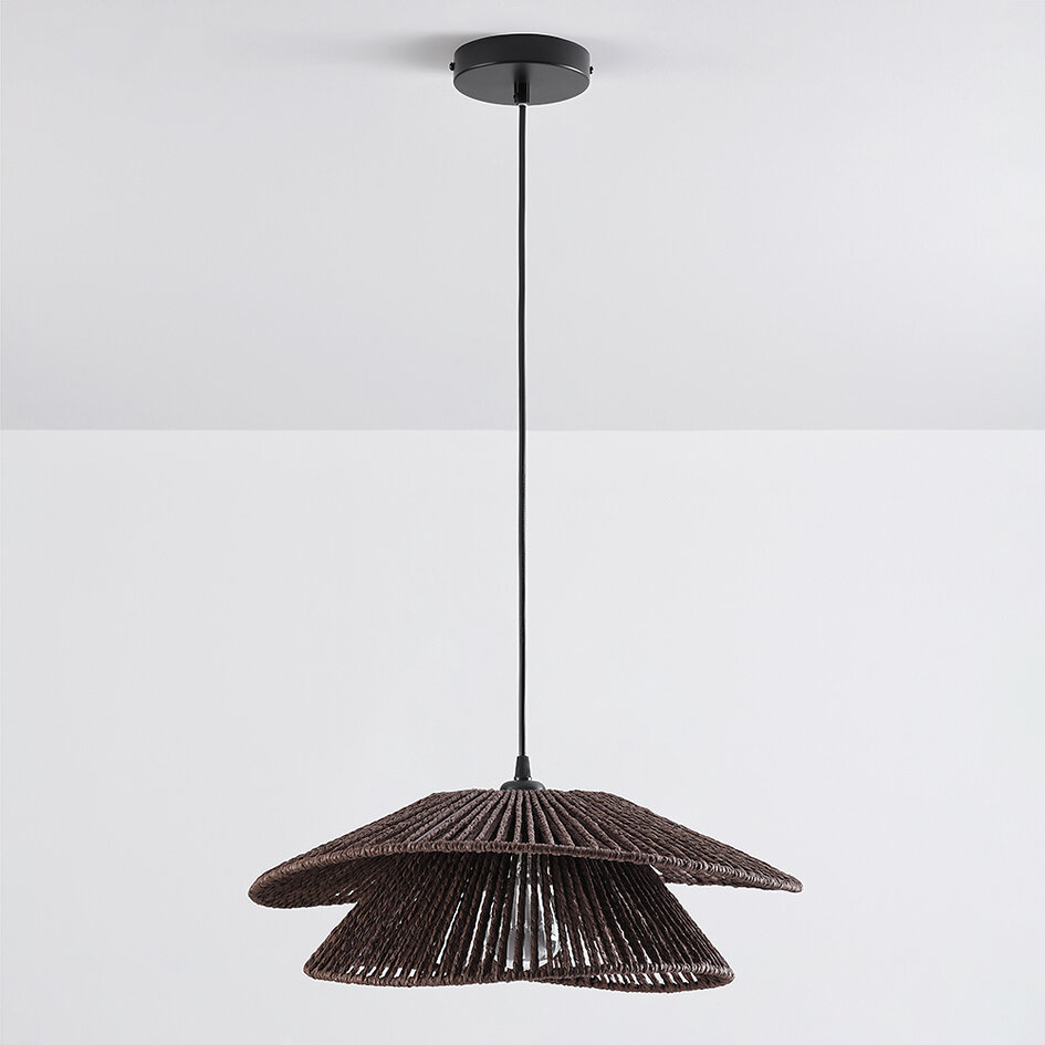 Bruine hanglamp van handgevlochten touw - Osaka