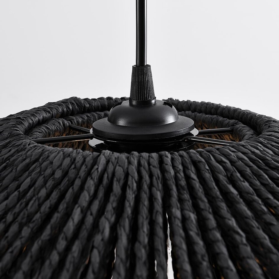 Lampe suspendue en corde tressée à la main noire - Osaka