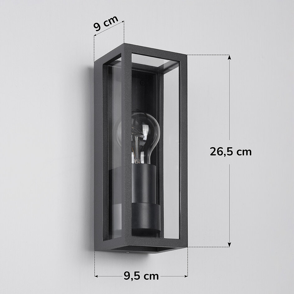 Industriële wandlamp Valentina - zwart