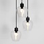 3-lichts hanglamp Stockton - mat zwart met transparante glazen bollen