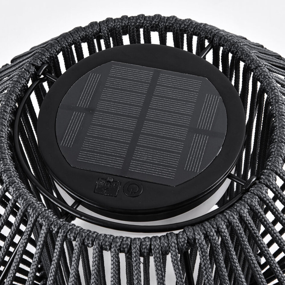 Solar tafellamp met gevlochten touw en 3 dimstanden zwart - Wovra