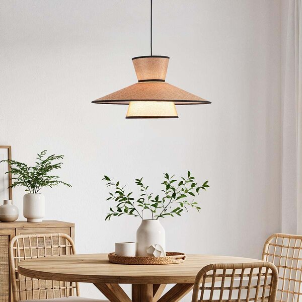 Lampe suspendue de style japonais Zenith avec tissu naturel
