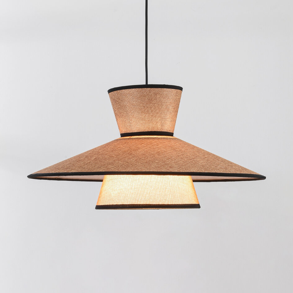 Lampe suspendue de style japonais Zenith avec tissu naturel