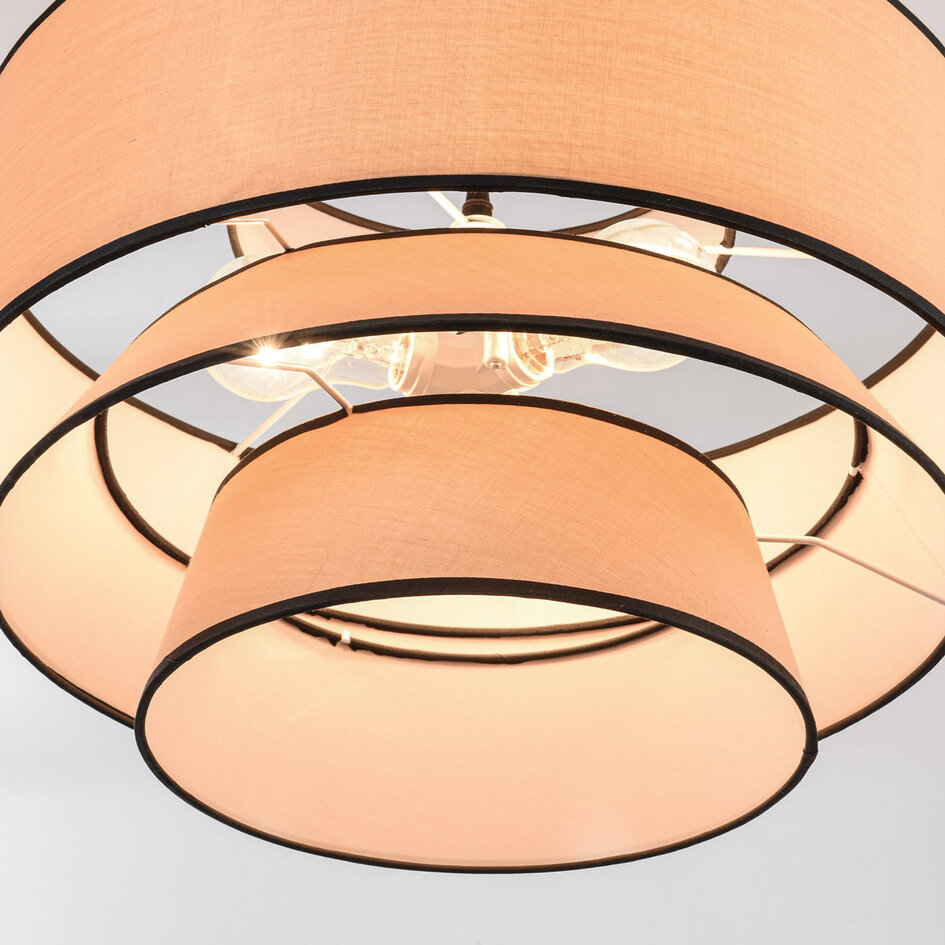 Lampe suspendue de style japonais Zohra avec tissu naturel