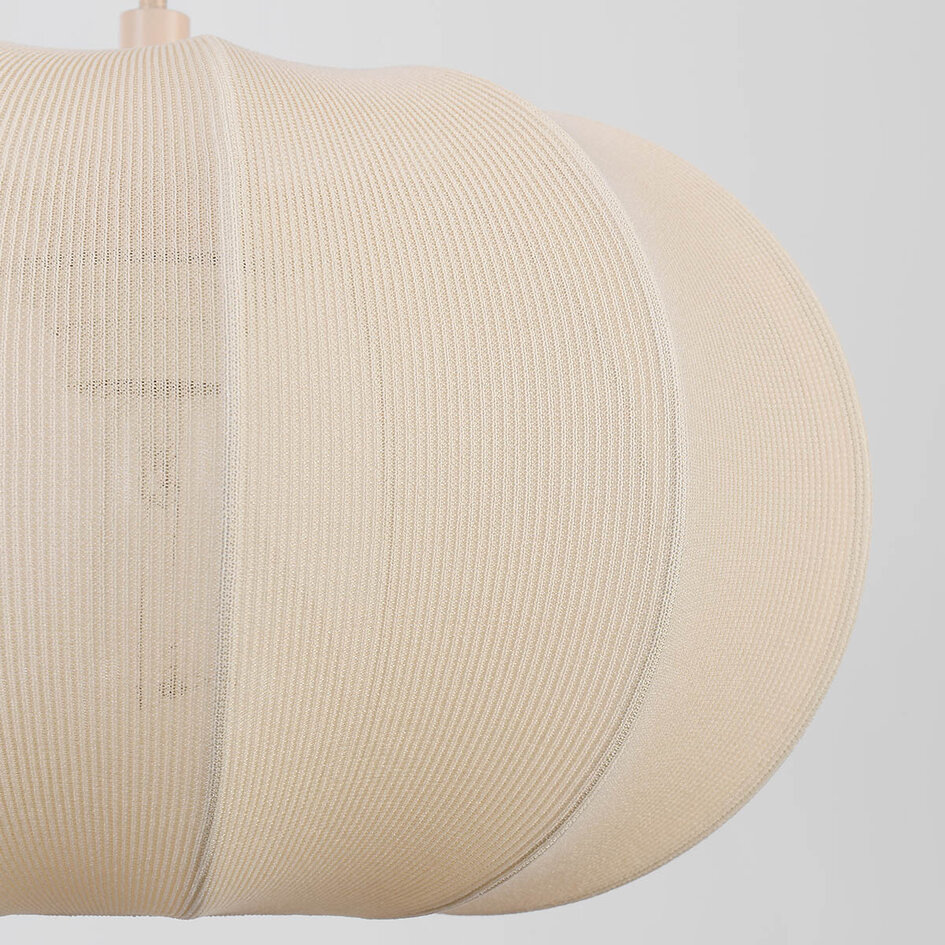 3-lichts japandi hanglamp met beige stoffen lampionnen - Fabrica