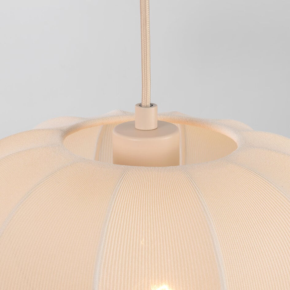3-lichts Japandi hanglamp Fabrica met stoffen lampionnen - warm beige met roze ondertoon