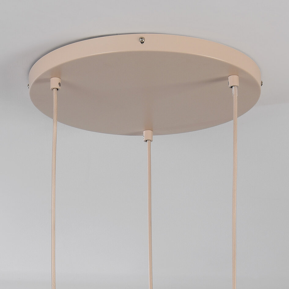 Suspension japandi à 3 lumières avec lanternes en tissu beige - Fabrica