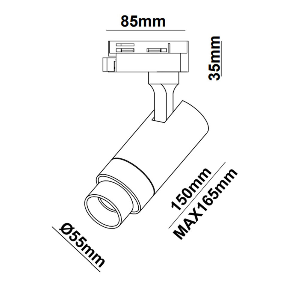 Modern 1-fase railsysteem van 1,5 meter met Jules spots - plafondlamp