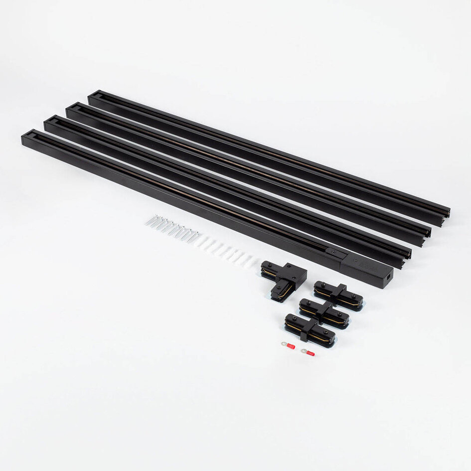 Système de rail monophasé 3 mètres - Noir Romain avec bleu cobalt