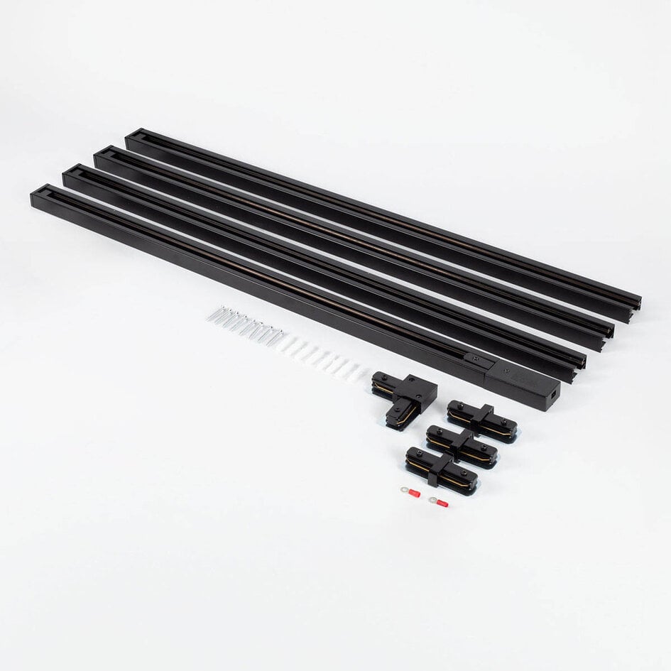 Kit rail monophasé de 3 mètres et spots Juno, noir