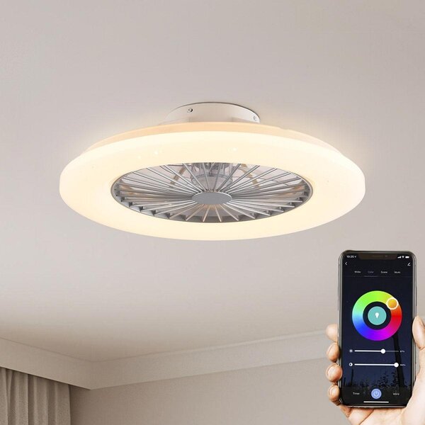 Slimme plafondventilator warm wit met Wifi en RGB functie - Mira