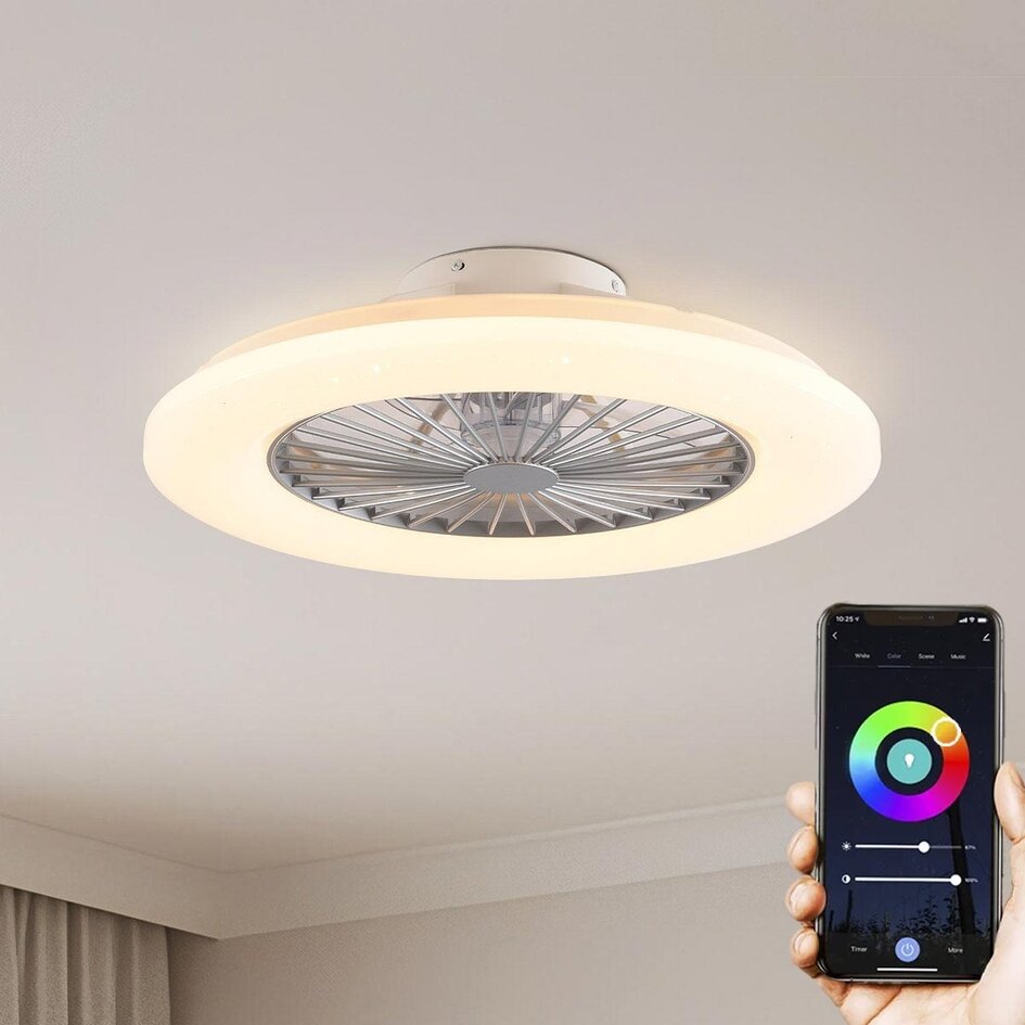 Slimme plafondventilator warm wit met Wifi en RGB functie - Mira
