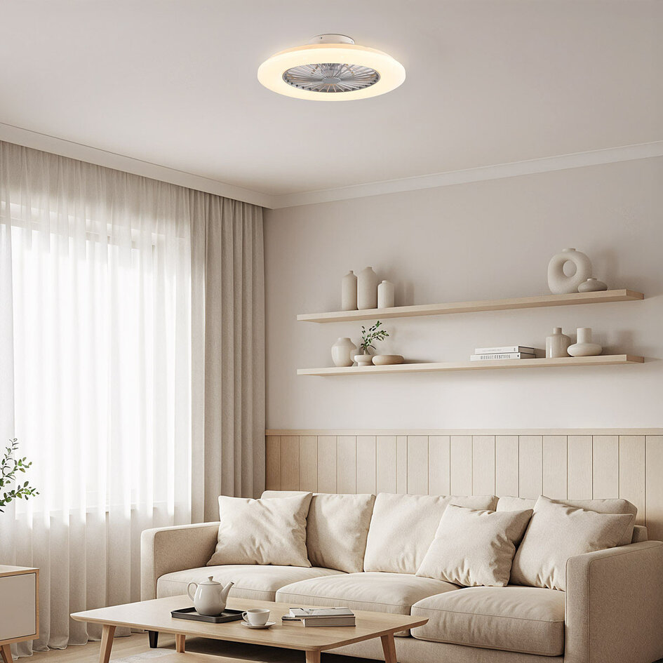 Ventilateur de plafond connecté Mira avec application Tuya Smart et RGB - blanc chaud