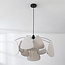 Linnen hanglamp, wit met zwart - Floare