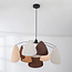 Moderne zwarte hanglamp Floare, drie kleuren linnen