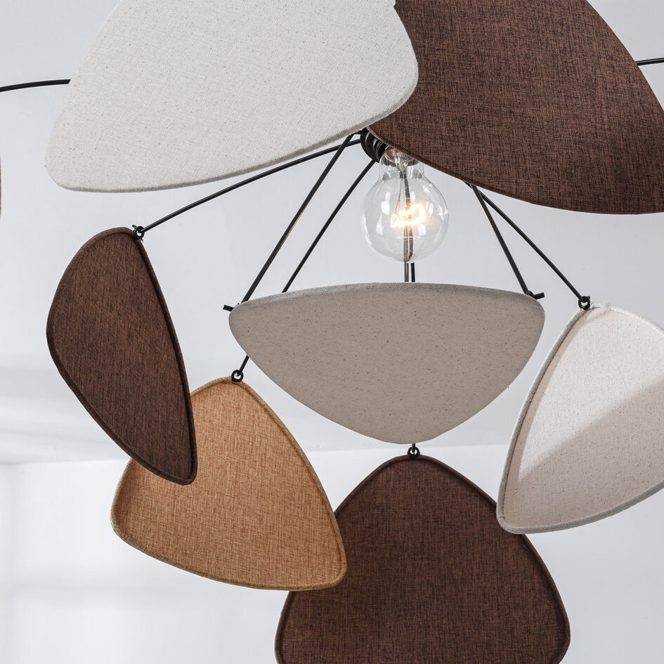 Lampe suspendue moderne noire Floare, trois couleurs de lin