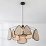 Zwarte boho hanglamp Floare met rotan