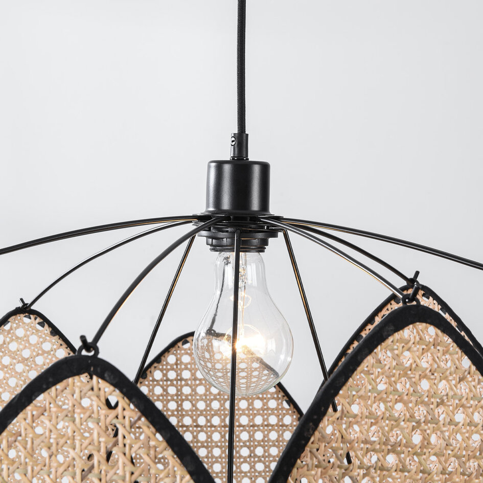 Lampe suspendue boho noire Floare en rotin