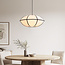 Minimalistische linnen hanglamp Ovala - wit met zwarte accenten