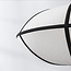 Minimalistische linnen hanglamp Ovala - wit met zwarte accenten