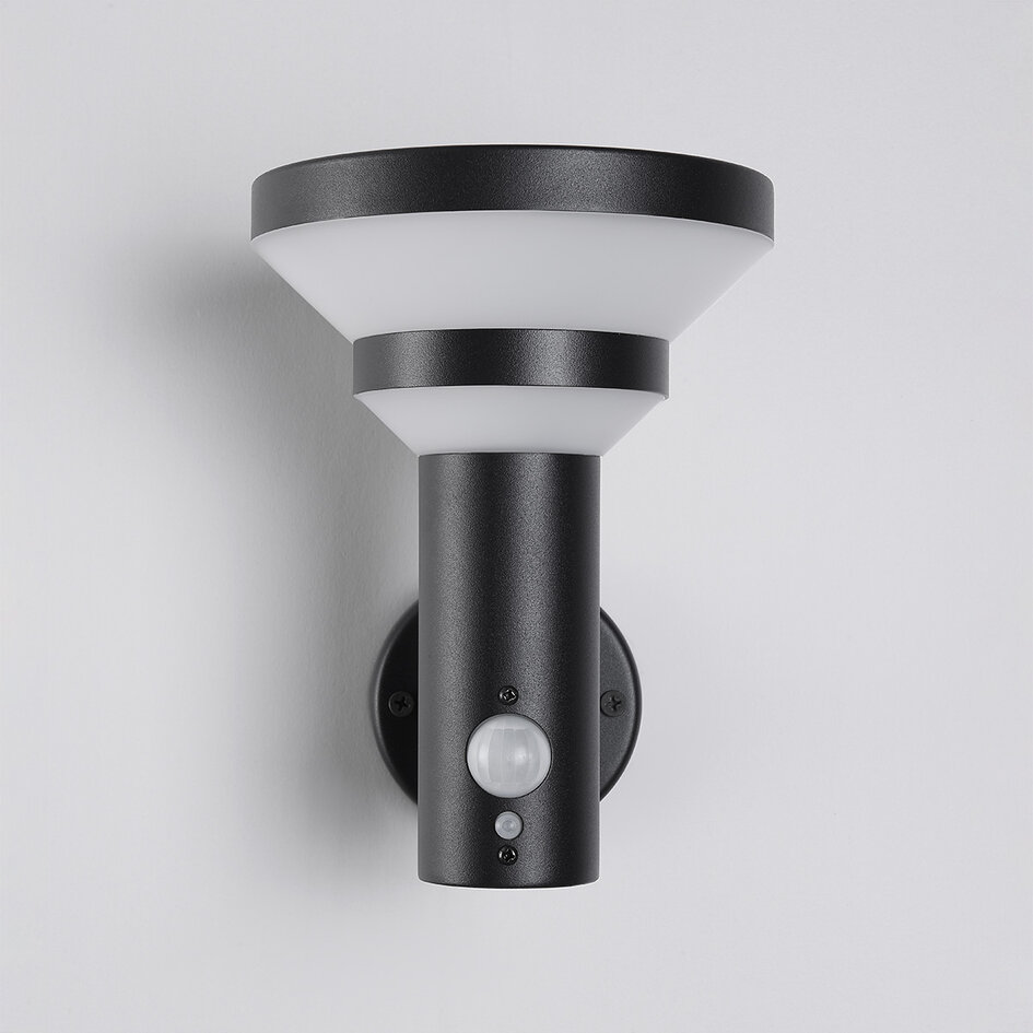 Applique solaire moderne d'extérieur noire avec capteur - Kensington