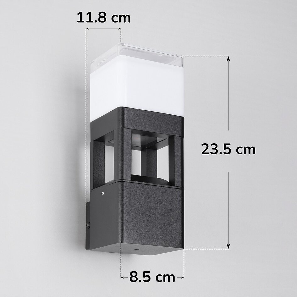 Industriële buitenwandlamp Terry - zwart met geïntegreerde LED