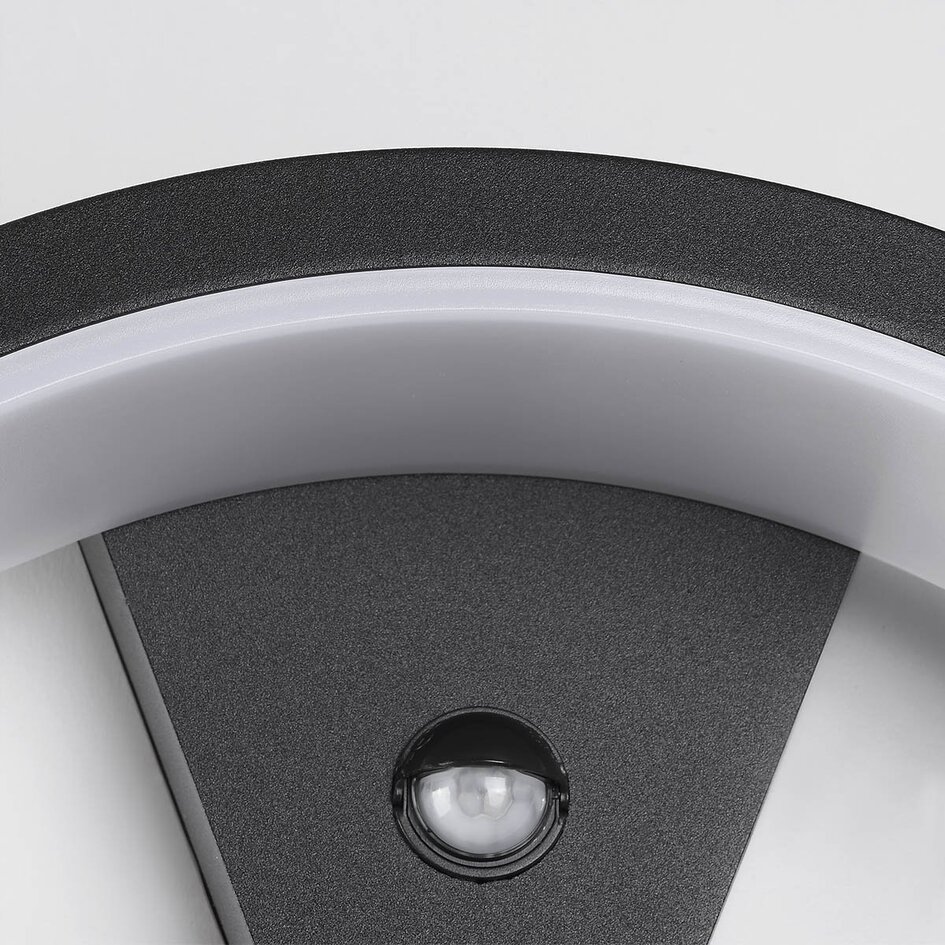 Design buitenwandlamp Vic met sensor - zwart met geïntegreerde LED