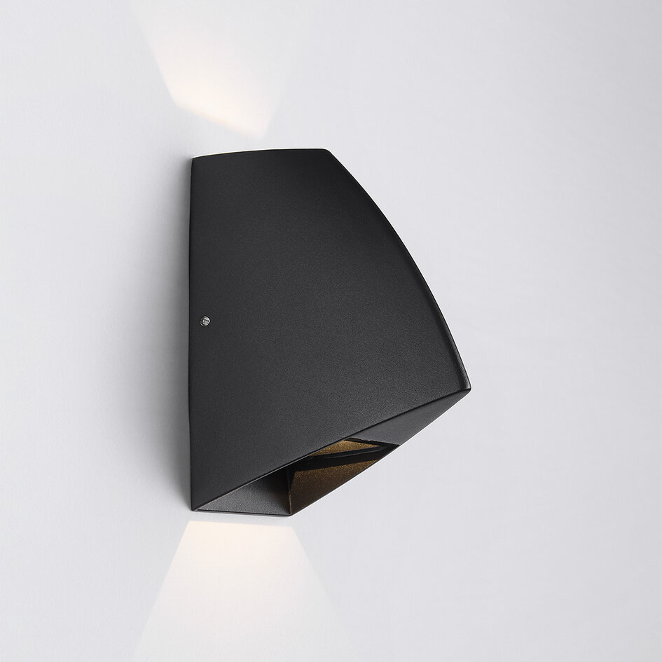 Design 2-lichts buitenwandlamp Romy - zwart met geïntegreerde LED