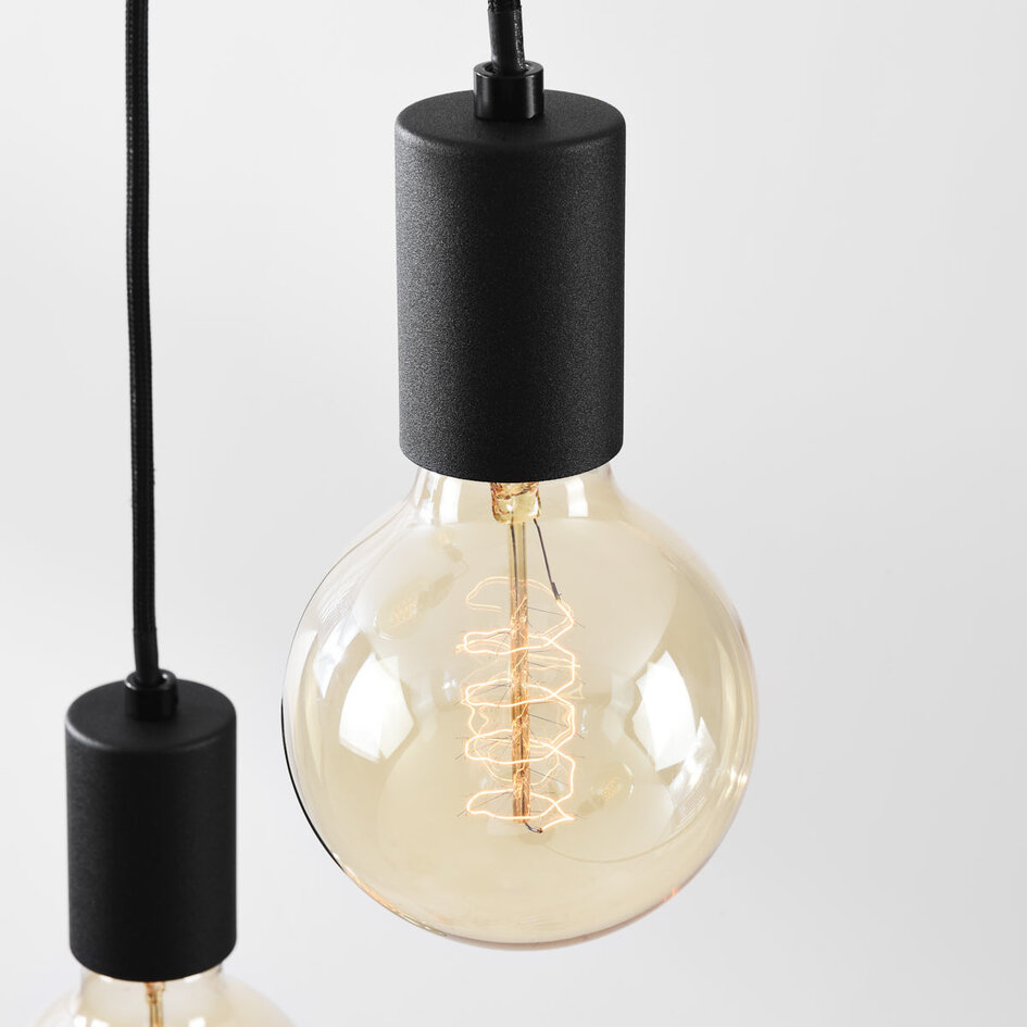 3-lichts moderne snoerpendel Illumine - zwart (excl. E27 lampen)