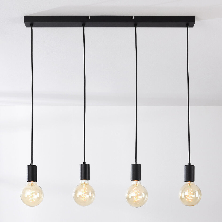 4-lichts Snoerpendel Nivelle - zwart (excl. E27 lampen)