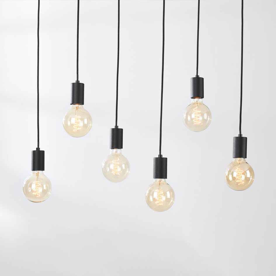 Lampe suspendue industrielle à 6 lumières Nivelle - noir