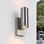 Design RVS buitenwandlamp met schemersensor 2-lichts - Saul