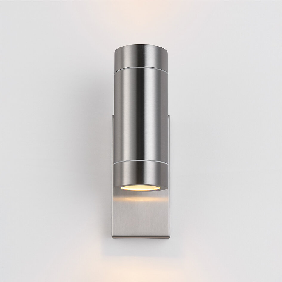 Design RVS buitenwandlamp met schemersensor 2-lichts - Saul