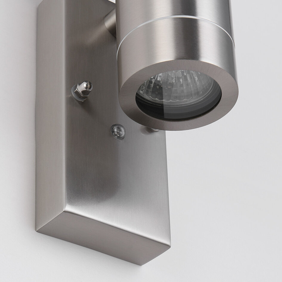 Design RVS buitenwandlamp met schemersensor 2-lichts - Saul