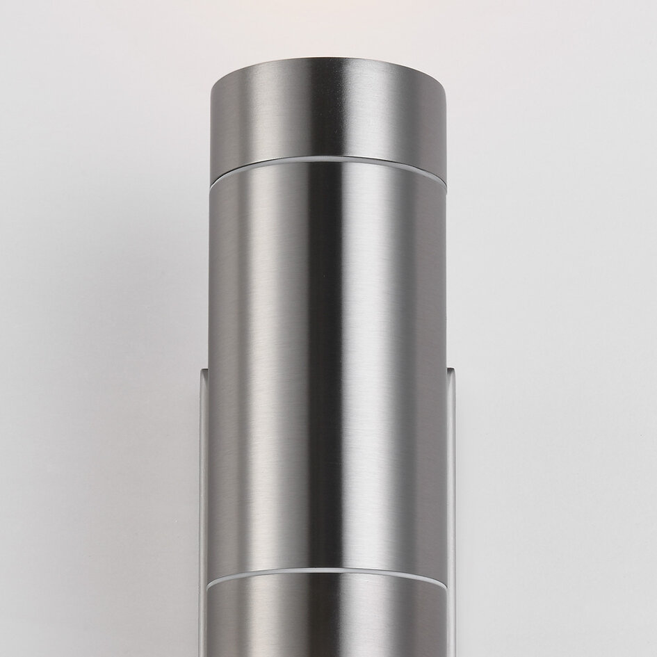 Design RVS buitenwandlamp met schemersensor 2-lichts - Saul